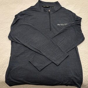 Travis Mathew Dark Gray Long Sleeve Shirt - Eli Lilly and Co logo. Typo (unique)